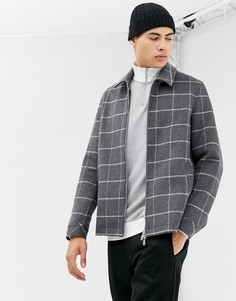 Куртка на молнии с добавлением шерсти в крупную клетку ASOS DESIGN - Серый