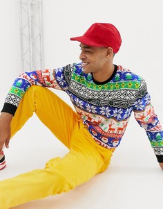 Свободный новогодний лонгслив с принтом Фэйр-Айл ASOS DESIGN - Мульти