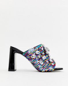 Босоножки на каблуке с отделкой ASOS DESIGN Harlequin - Мульти