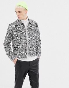 Джинсовая куртка с зебровым принтом ASOS DESIGN - Белый