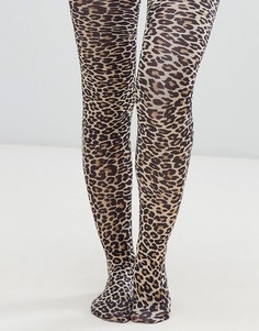Колготки с разноцветным леопардовым принтом ASOS DESIGN - Черный