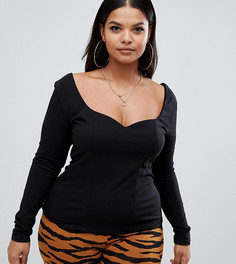 Топ с вырезом сердечком ASOS DESIGN Curve - Черный