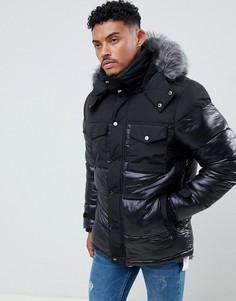 Черная дутая куртка River Island - Черный