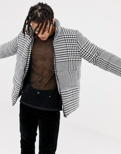 Дутая оversize-куртка с принтом гусиная лапка ASOS DESIGN - Черный