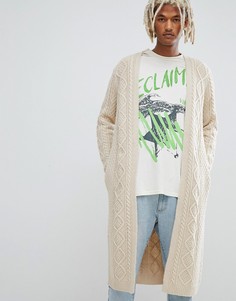 Длинный светло-бежевый кардиган ASOS DESIGN - Бежевый
