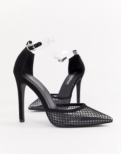 Черные туфли-лодочки на каблуке с сетчатым верхом Boohoo - Черный