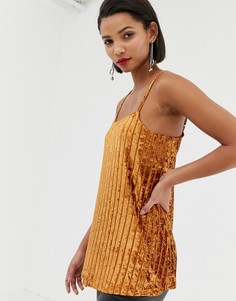 Бархатный топ медного цвета на бретельках River Island - Медный