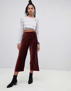 Бордовые укороченные брюки с широкими штанинами Miss Selfridge - Красный