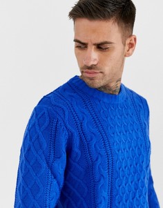 Синий вязаный джемпер Bershka - Синий