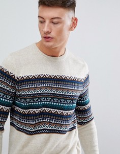 Светло-бежевый джемпер с узором Фэйр-Айл Pull&Bear - Серый