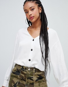 Блузка с пуговицами спереди Bershka - Белый