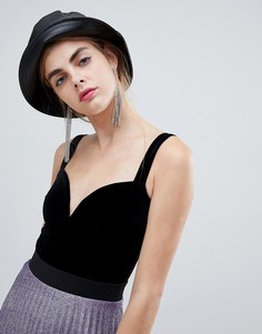 Бархатное боди с вырезом сердечком Bershka - Черный
