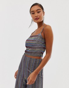 Кроп-топ в полоску металлик Miss Selfridge - Мульти