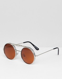 Серебристо-коричневые круглые солнцезащитные очки Spitfire Lennon - Серебряный