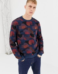 Farah Helmond Geo Print Crew Neck Sweat in Navy - Темно-синий