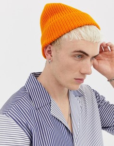 Оранжевая вязаная шапка-бини Weekday Frank - Оранжевый