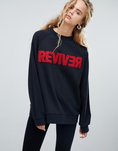 Oversize-свитшот с фактурной надписью Dr Denim - Черный