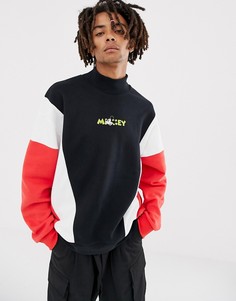 Джемпер в стиле колор блок с принтом Mickey Mouse Bershka - Белый