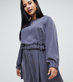 Платье мини с присборенной талией ASOS DESIGN Curve - Серый