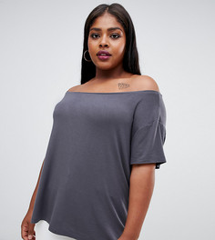 Серый топ с открытыми плечами ASOS DESIGN Curve - Серый
