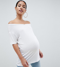 Белый топ с открытыми плечами и короткими рукавами ASOS DESIGN Maternity - Белый