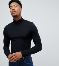 Черный обтягивающий лонгслив с высоким воротником ASOS DESIGN Tall - Черный