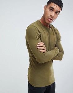 Зеленый облегающий лонгслив с круглым вырезом ASOS DESIGN - Зеленый
