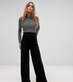 Брюки с широкими штанинами и поясом ASOS DESIGN Petite - Черный