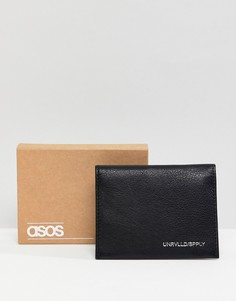 Черная кожаная кредитница с серебристым тиснением ASOS DESIGN - Черный