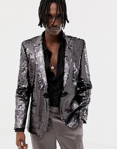 Черный приталенный блейзер с пайетками ASOS EDITION - Черный