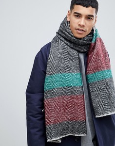 Шарф колор блок в елочку ASOS DESIGN - Черный