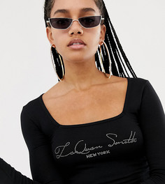 Топ с квадратным вырезом и логотипом из страз ASOS DESIGN x LaQuan Smith - Черный