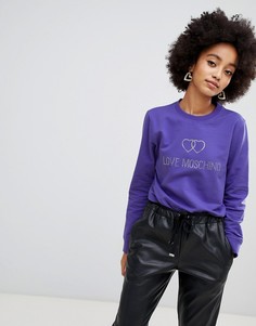 Свитшот с логотипом из страз Love Moschino - Фиолетовый