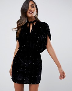 Бархатное платье мини с заклепками ASOS DESIGN - Черный