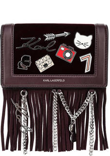 Маленькая кожаная сумка с бархатной вставкой Karl Lagerfeld