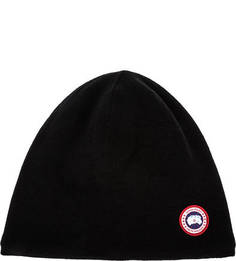 Черная шерстяная шапка с подкладкой Canada Goose
