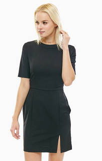 Приталенное черное платье с добавлением шерсти United Colors of Benetton