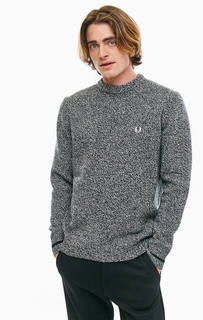 Полушерстяной серый джемпер с круглым вырезом Fred Perry