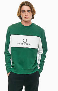 Хлопковый зеленый свитшот с вышивкой Fred Perry