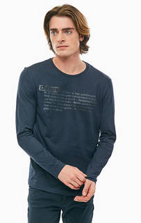 Синяя хлопковая футболка с длинными рукавами Gas