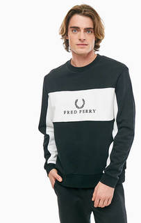 Хлопковый черный свитшот с вышивкой Fred Perry