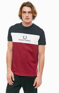 Трехцветная хлопковая футболка с вышивкой Fred Perry