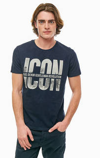 Синяя хлопковая футболка с круглым вырезом Gas