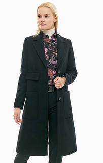 Полушерстяное пальто черного цвета United Colors of Benetton