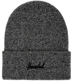 Серая шапка мелкой вязки с декоративной вышивкой Herschel