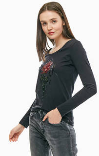 Черная хлопковая футболка с длинными рукавами Gas