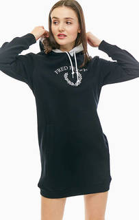 Короткое хлопковое платье с капюшоном и карманом-кенгуру Fred Perry