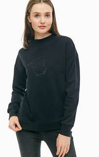 Хлопковый черный свитшот с вышивкой Fred Perry