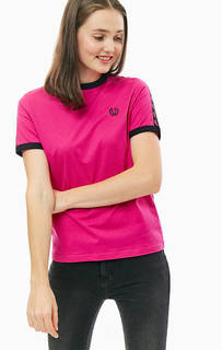 Хлопковая футболка цвета фуксии с нашивками Fred Perry