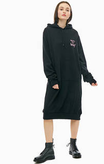 Черное трикотажное платье с капюшоном Cheap Monday